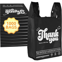 ACSTEP 1000 Count 11.5" X 6.25" X 21"Thank You Plastic Bags, Carry-Out Bags, Disposable Plastic Bags with Handles for Shopping and Restaurant