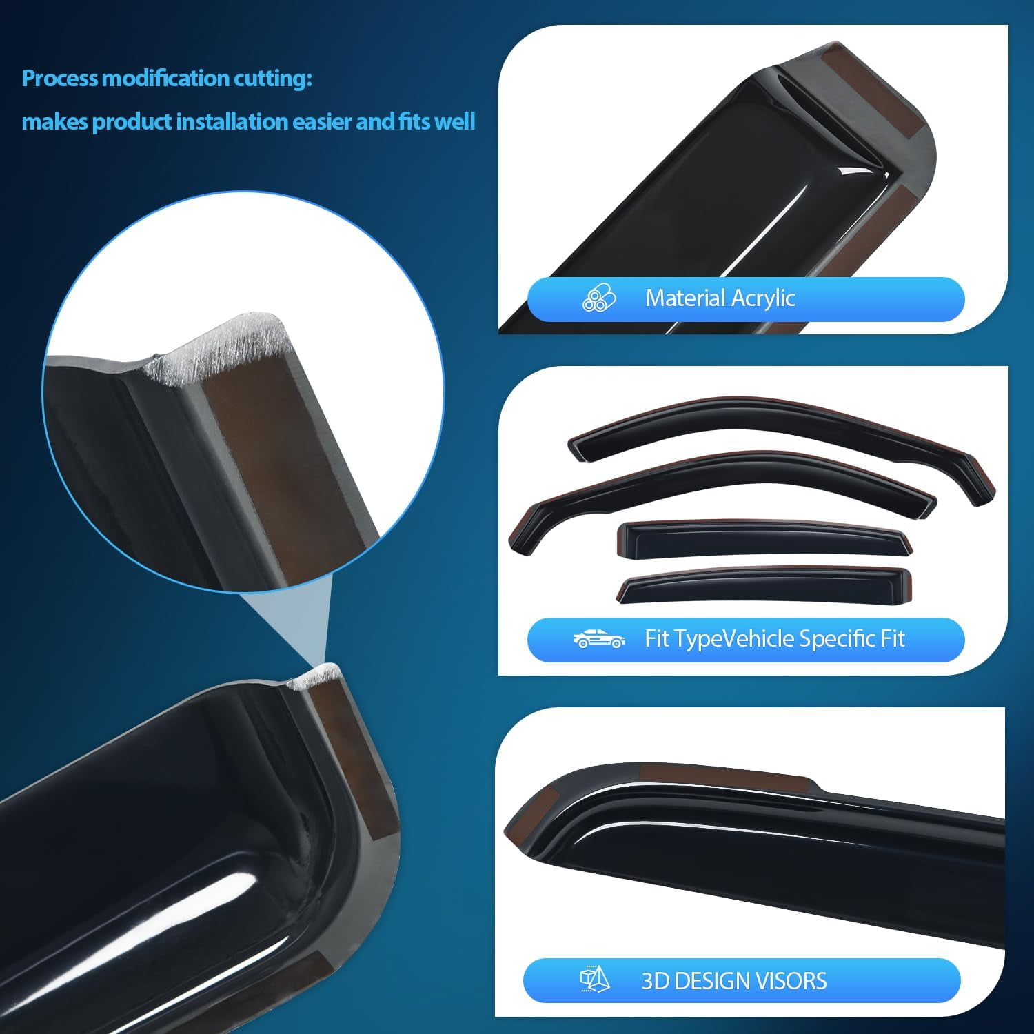 Nilight In-Channel Window Deflectors for 2022-2024 Honda Civic Hatchback (LX, Sport, Touring, EX-L) - 4-Piece Rain Guards, Vent Visors