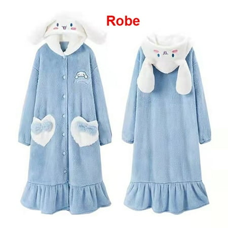 

CoCopeaunt Coral Fleece Nightgowns For Women Winter Plus Size Nightwear Suit Thicken Warm Bathrobe Sweet Cute Pajamas Set Cosplay Sleepwear