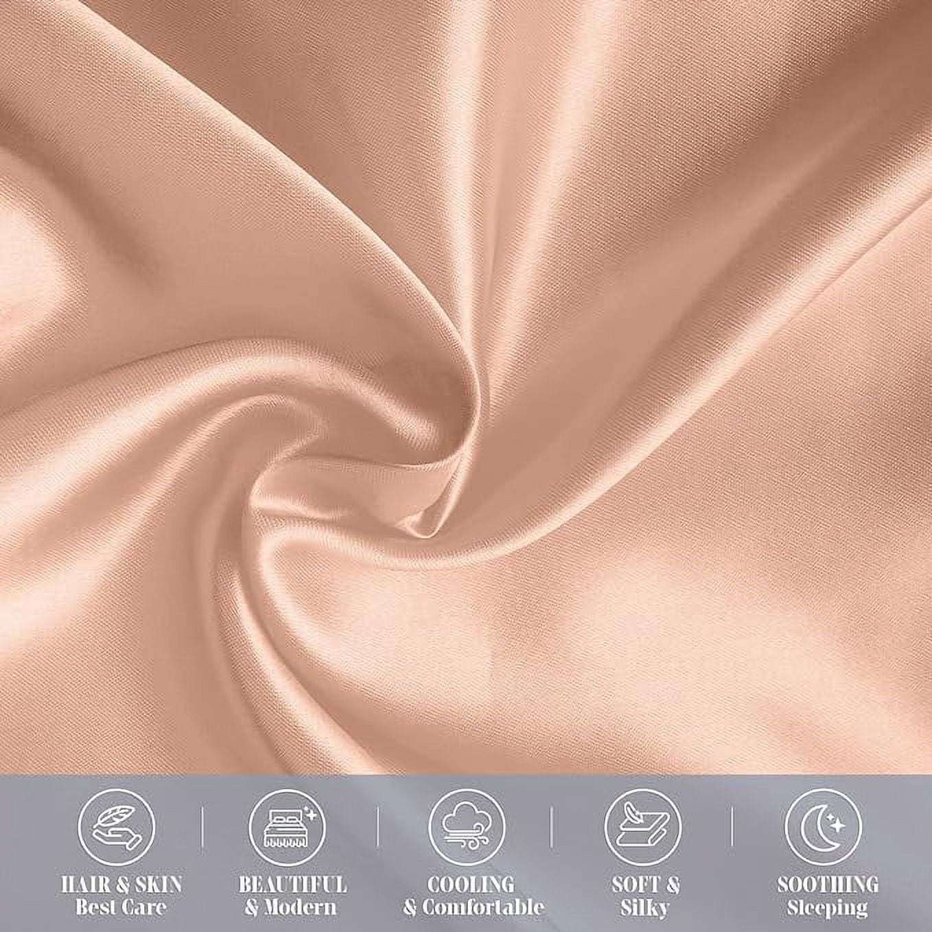Cooling Viscose Satin Pillowcase 4-Pack Set with Hidden Zipper Closure,Standard/Queen, Dusty Rose
