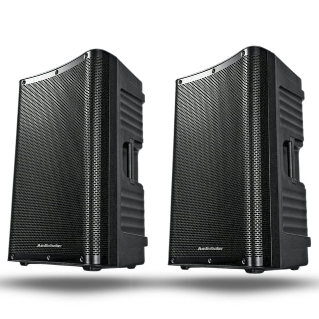 Kit 2 Piezas Sistema de Audio Profesional Amplificado 15" Audiobahn ULTRA15 | Sonido Estéreo de Alta Potencia "Plug & Play" para Eventos y DJ