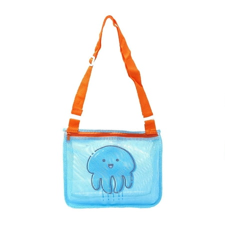 

Uposao Cartoon Beach Mesh Bag Shell Collecting Bags with Adjustable Shoulder Strap Beach Shell Storage Bag for Kids Blue Jellyfish