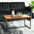 thumbnail image 3 of Household Essentials Wrap Rectangular Coffee Table Rustic Hickory Wood Grain and Black Metal, 3 of 8