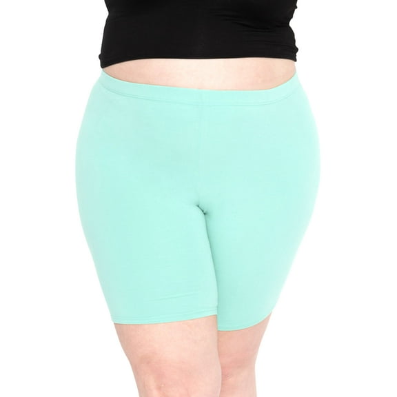 Stretch Is Comfort Women's Plus Size Cotton Biker Shorts Mint 3X