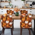 thumbnail image 3 of Thanksgiving Fall Chair Covers Set of 6 Orange White Pumpkin Maple Leaves Chair Back Covers Stretch Removable Washable Slipcovers Protector for Dining Room Kitchen Party Decor, 3 of 5