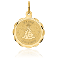 thumbnail image 3 of 14K Solid Yellow Gold Merry Christmas Disc Necklace Chain Pendant Charm, 3 of 8