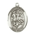 thumbnail image 2 of Medium Men's Oval Pewter Saint George Medal Pendant on 24 Inch Rhodium Plated Heavy Curb Brass Chain with Lobster Claw Clasp, Catholic Religious Necklace -Made in USA- Deluxe Velvet Gift Box, 2 of 6