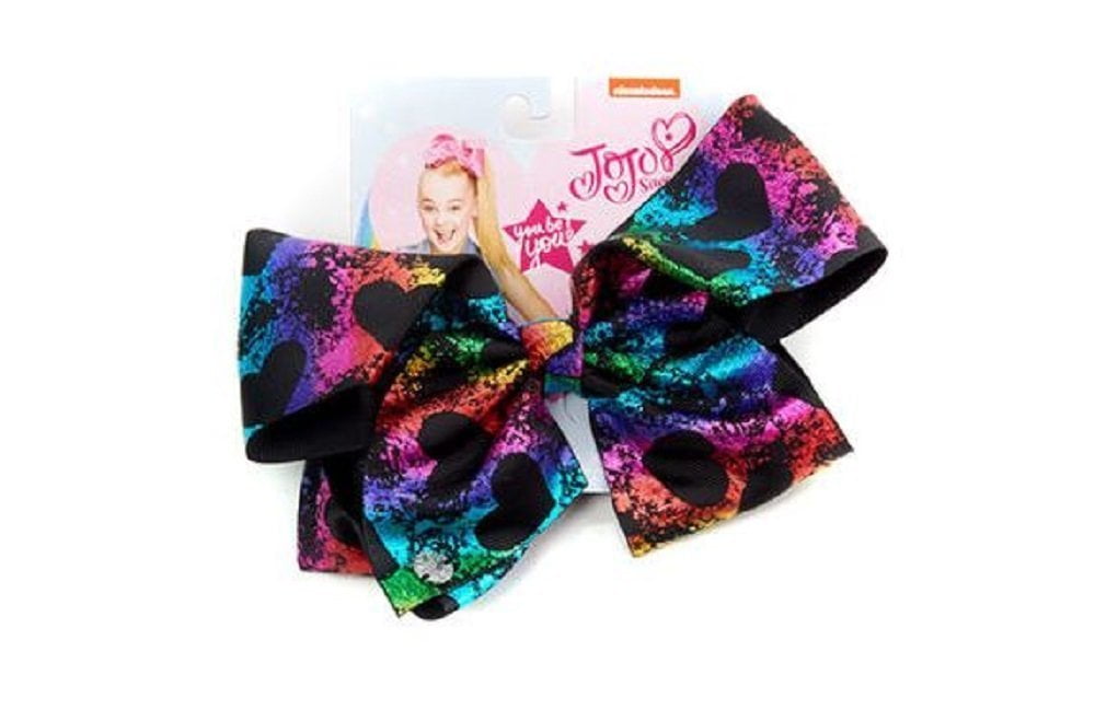 JoJo Siwa Large Cheer Hair Bow Black w/Foil Hearts - Walmart.com