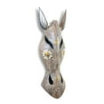 thumbnail image 2 of Wooden Tribal African Giraffe Mask Hand Carved Wall Plaque Hanging Home Decor Accent Sculpture Decoration Handmade Handcraft 12" tall x 5" wide x 1.5", 2 of 3
