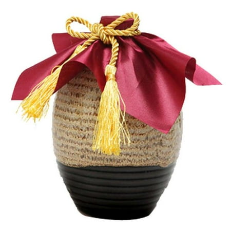 

Panda Superstore PS-HOM367144011-SUE02929 16 oz Ceramic Empty Bottle Retro Thread Chinese Small Flagon with Cloth Cover Wine Jar