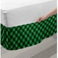 thumbnail image 2 of Plaid Bed Skirt, Diagonal Tartan Vibrant Green Color Geometrical Design Stripes Checks, Elastic Bedskirt Dust Ruffle Wrap Around for Bedding Decor, 4 Sizes, Green Black White, by Ambesonne, 2 of 2