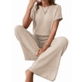 thumbnail image 3 of Traje Informal de Dos Piezas para Mujer, para Viajes y Vacaciones de Verano, con Corta y Pantalones Anchos. Albaricoque M, 3 of 7