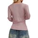 thumbnail image 2 of MHFRRA Camiseta de Manga Larga con Botones para Mujer, Blusa Holgada Informal, Estilo Sexy, Estilo Urbano Rosa, 2 of 5