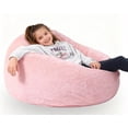 thumbnail image 3 of Sillón puff ENBAOHUI de 94 cm de felpa sintética rosa con espuma viscoelástica, 3 of 7