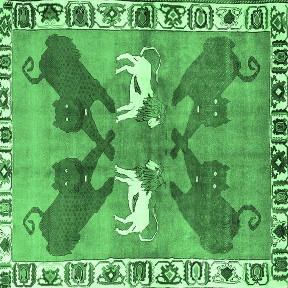 Ahgly Company Indoor Square Persian Emerald Green Traditional Area Rugs, 5' Square