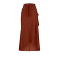 thumbnail image 5 of QHFBli Women's Ruffle Midi Skirt Casual Slit Split High Waisted Flowy Long Skirts Asymmetrical Flowy Western Skirt, 5 of 6