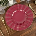 thumbnail image 3 of 10 Assiettes Rondes Jetables en Plastique Bourgogne 6 Pouces pour Salade Dîner Garniture Ondulée Or Vaisselle de Mariage, 3 of 5