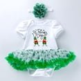 thumbnail image 2 of Coerni Baby Girl My 1st St Patricks Day Outfit Short Sleeve Ruffle Tutu Romper Dress with Headband 2Pcs Toddler Clothes Set, 2 of 7