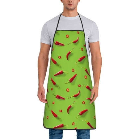 

Apron for Men Women Pepper green Waterproof Chef Kitchen Baking Apron with Long Ties Aprons for Cooking Baking and Gardening Kitchen Collection