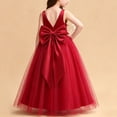thumbnail image 5 of Red Girls Floral Homecoming Dresses for Girl Faux Satin Wedding Guest Formal Date Night Evening Birthday Bow Tie Goddess Mesh 2026 12 Years, 5 of 9