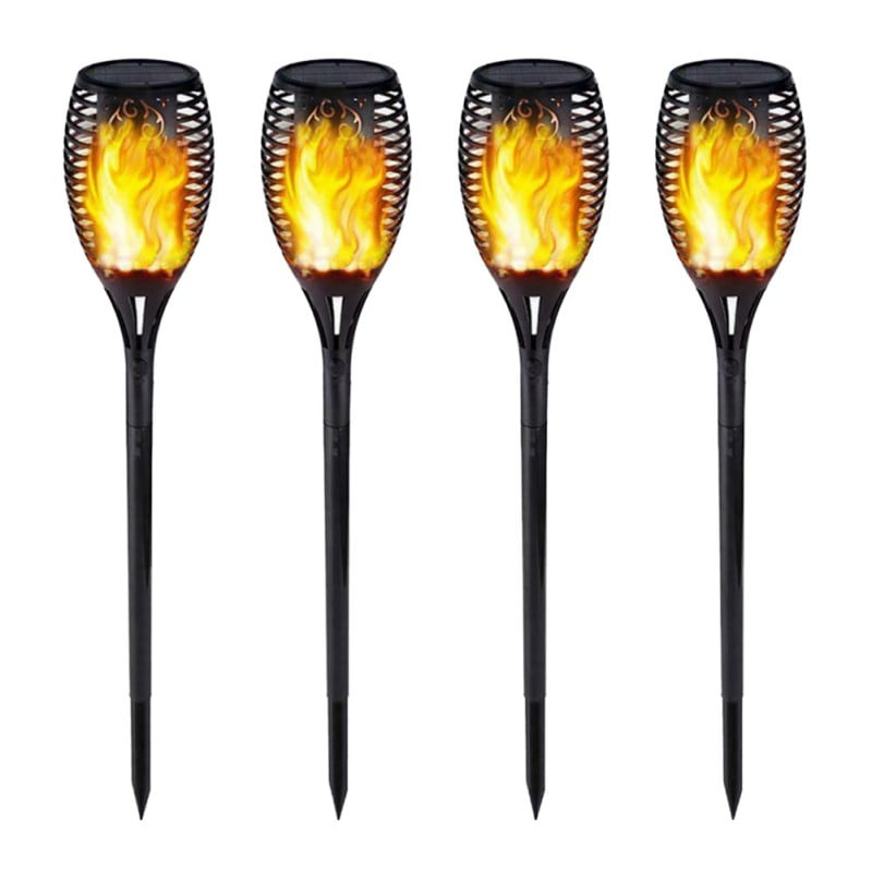 4pcs Solar 12LED Waterproof Flame Lamp Flickering Torch Garden Lights Path 3IN1 