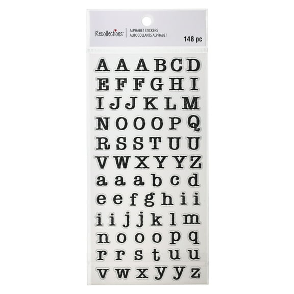 12 Pack: Black Typewriter Alphabet Stickers by Recollections