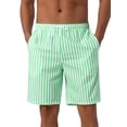 thumbnail image 1 of INSPIRAR CHIC Pantalones cortos de baño a rayas de verano para hombres con cintura ajustable 38 Verde claro, 1 of 6