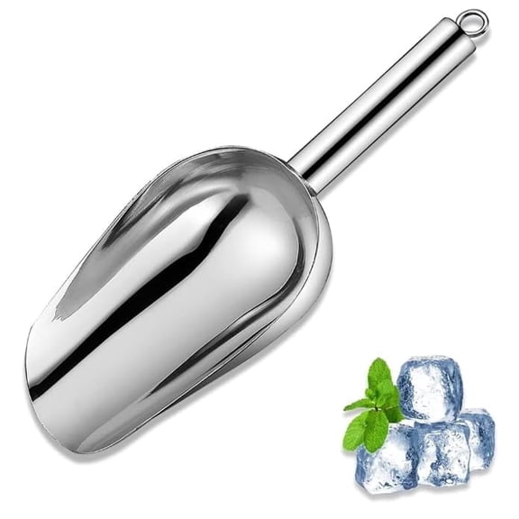 Metal Ice Scoop 6 Oz,Kitchen Ice Scooper for Ice Maker, Small Food Scoops for Bar Party Wedding Pet Dog Food, Stainless Steel Silver