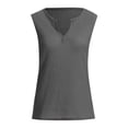 thumbnail image 4 of RYRJJ Womens Tank Tops V Neck Waffle Knit Summer Casual Solid Sleeveless Loose Tee Shirts Soft Comfy Loose Tunics Blouses Vest(02#Dark Gray,XL), 4 of 5