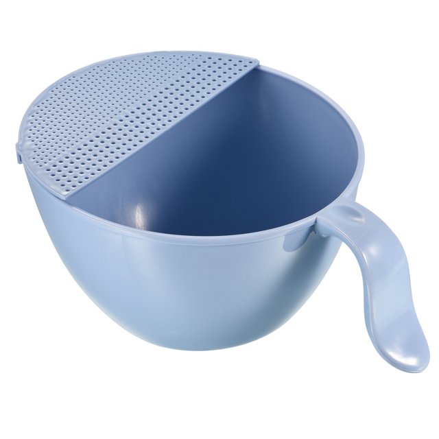 Unique Bargains Rice Washing Bowl Kitchen Strainer Colander Bowl Drain Basket for Fruits Vegetables Cleaning - Light Blue