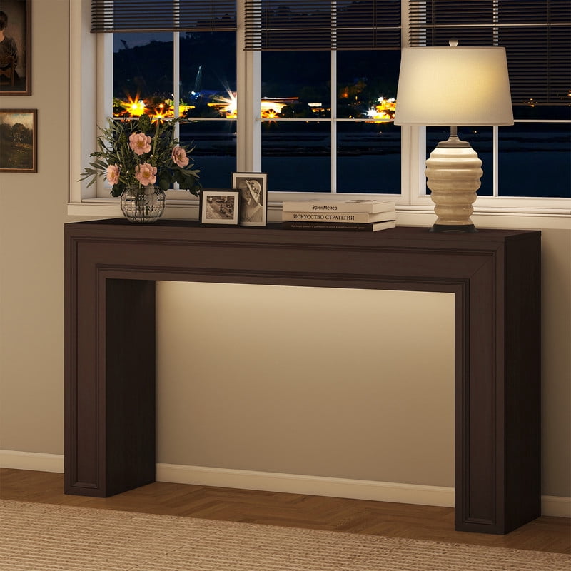 PLAMLE 55 Inch Console Table for Entryway, Narrow Sofa Table Behind Couch with Storage Shelf, Farmhouse Wooden Hallway Table for Living Room, Foyer, Small Spaces