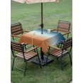 thumbnail image 4 of Outdoor Tablecloth with Umbrella Hole for Patio/Picnic/Party/Camping, Orange Blue Ombre Waterproof Table Cloth Square Cover Washable, Contemporary Abstract Gradient (54"x 54"), 4 of 8