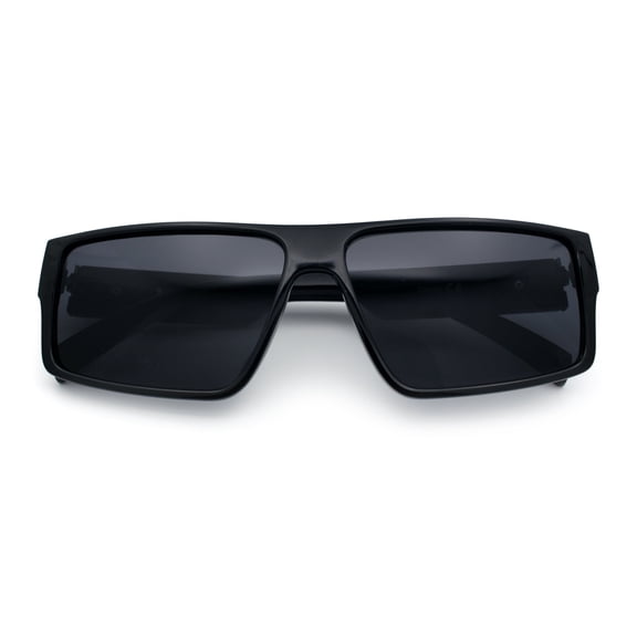 Locs All Black Flat Top Rectangle Plastic Gangster Fashion Sunglasses