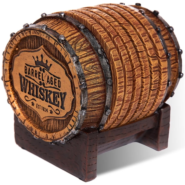 Set de posavasos con forma de barril de whisky Cabin Obsession, 6 posavasos
