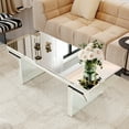 thumbnail image 4 of Atumcto 47" Mirror Coffee Table with Mirror Crystal Board, Glass Rectangle End Table, Modern Sofa Side Table for Living Room Bedroom, 4 of 10