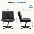 thumbnail image 5 of JOINSUN Armless Office Chair, PU Leather Upholstered Wide Seat No Wheel for Office, Bedroom, Black, 5 of 6