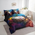 thumbnail image 3 of Castle Fairy Teens Baseball Gamer Bedding Comforter Set 7-Piece,Graffiti Splash Ball Game King Bedding Sets,Gradient Sport Theme Ultra Soft Bed Sheets,Breathable Home Decor,Reversible, 3 of 8