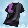 thumbnail image 4 of BRGZLK Athletic T-Shirt for Men Summer Moisture Wicking Quick Dry Short Sleeve Shirts Trendy Print Lightweight Comfortable Sports Tee Tops Purple XL, 4 of 5