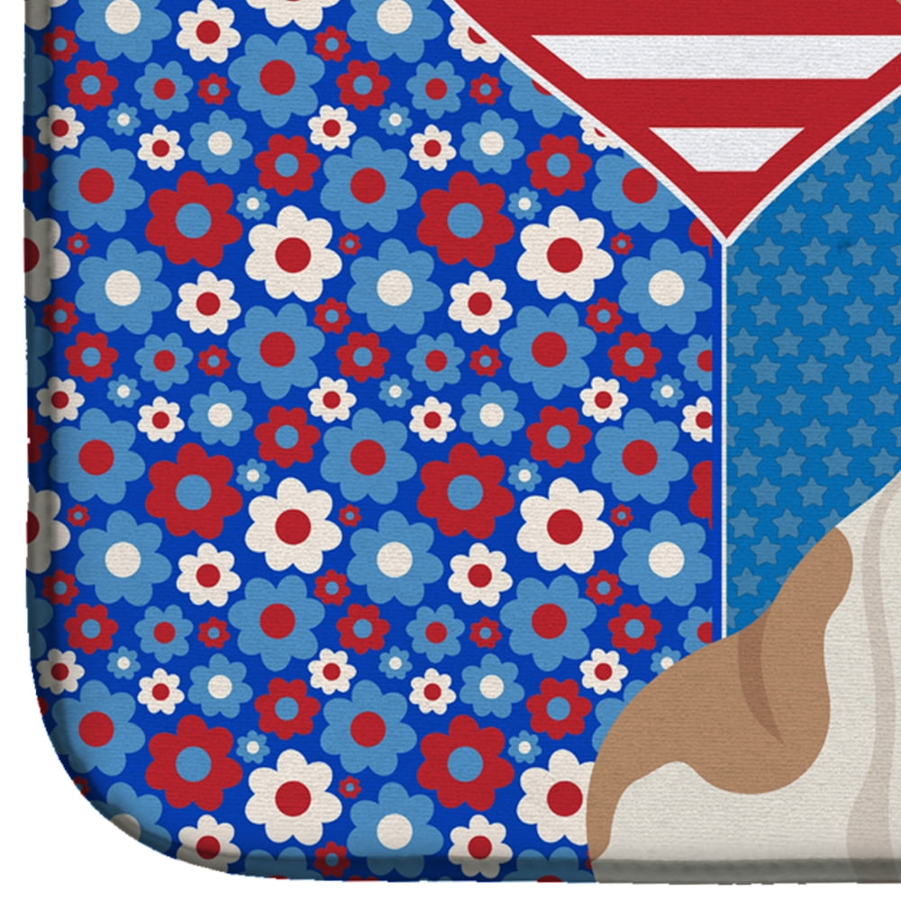 Piebald English Bulldog USA American Dish Drying Mat