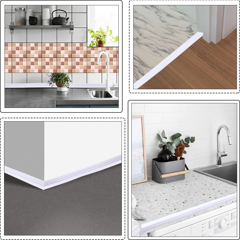 Floor Transition Strip Floor Cover Strips White 4Ft Self Adhesive Flooring Transitions Laminate 4cm Wide Vinyl Flat Divider Trim