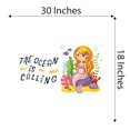 thumbnail image 4 of The Ocean Is Calling Mermaid Colorful Fish Salt Water Creatures Seahorse Urchin Kelp Queen Sweet Dreams Bedtime Unicorn Lovely Dear Dream Decorating Wall Decal Sticker - Size: 30 In X 18 In, 4 of 5