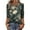 Army Green, variant on Women's Retro 3/4 Sleeve Round Collar Printed T-Shirt with Floral Pattern, Ladies Casual Blouse for Retro Style, Comfortable Loose Fit Top for Everyday Wear,Army Green L