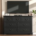 thumbnail image 6 of FANRAL Farmhouse 7 Drawers Dresser,Rustic Dresser for Bedroom,Chest of Drawers with Metal Handle,Wooden Dresser for Closet,Black Dresser, 6 of 7