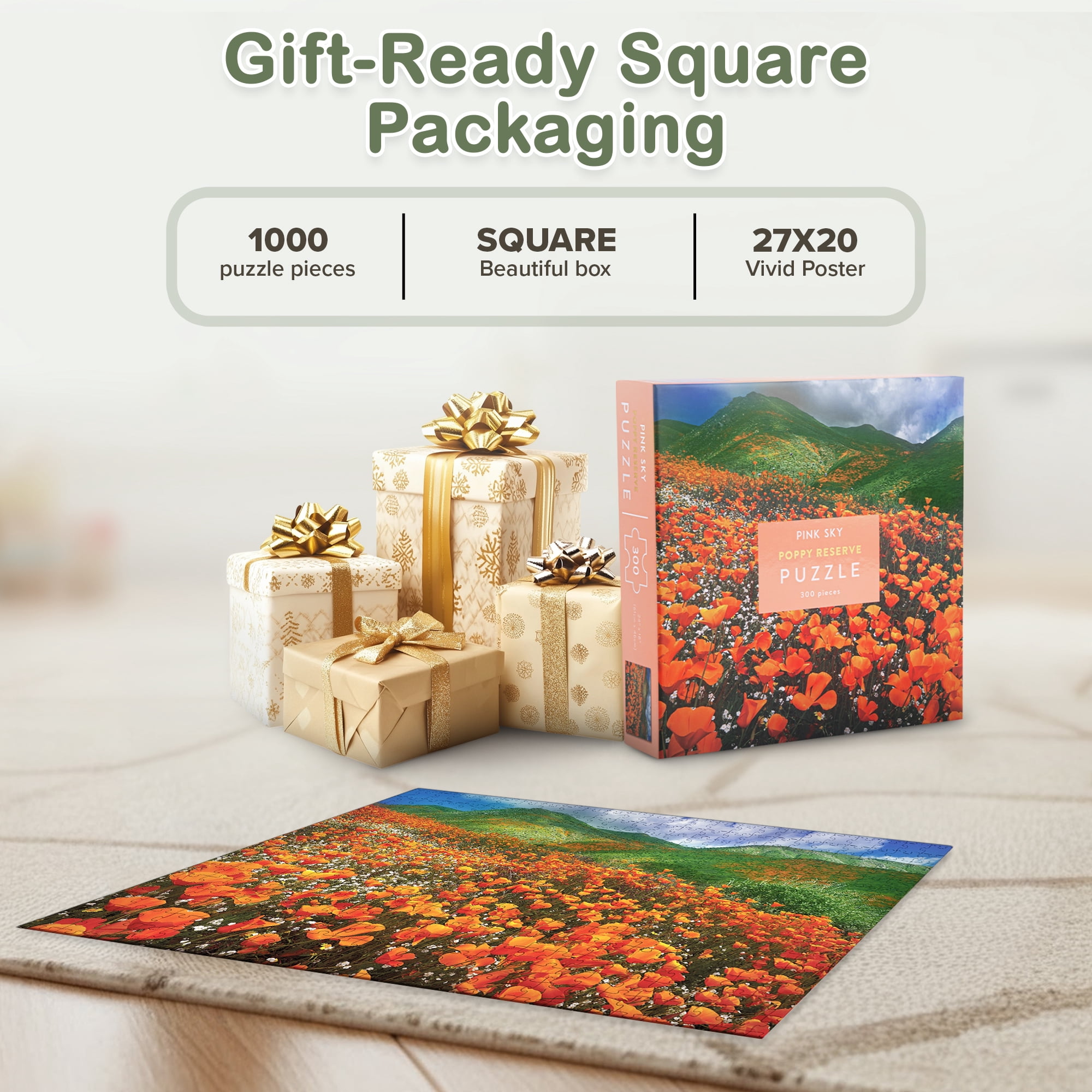 Poppy Reserve Pink Sky Puzzle 300 Piece Cylinder Box Gift Jigsaw Puzzle