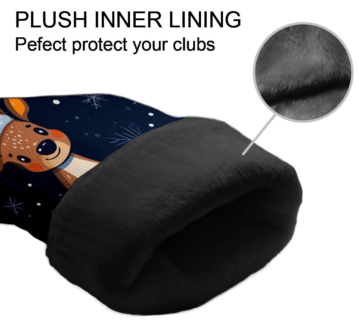 Golf Club Covers PU Leather Waterproof Head Covers for Fairway Woods Hybrids Cute Elk