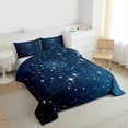 thumbnail image 3 of jejeloiu Starry Sky Queen Comforter Set,Galaxy Universe Bedding Sets,Blue White Bedding Comforter Set For Teens,Super Cozy Room Decor Reversible,3pcs, 3 of 8