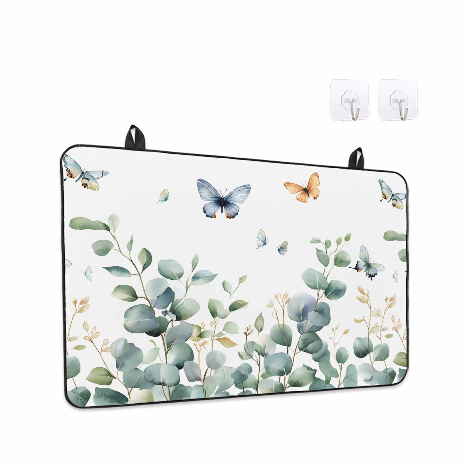 Eucalyptus Stove Top Cover for Electric Stove, Heat-proof & Non Slip Glass Top Stove Cover Protector, Spring Butterfly Nature Plant Aesthetics Kitchen Flat Cooktop Rubber Mat 24x21 Inches