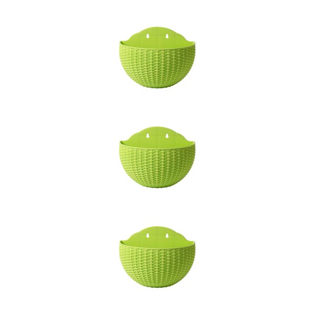 Transemion Stylish And Durable Plastic Flowerpot With Drainage ABS Wall Plastic Pot Flower Pot Widely Used Double-layer Structure Light Green 3Set