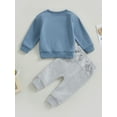 thumbnail image 4 of Bagilaanoe 2Pcs Toddler Baby Girl Boy Long Pants Set Embroidery Long Sleeve Sweatshirt Pullover Tops + Sweatpants 12M 18M 24M 3T 4T 5T Kids Casual Sweatsuits, 4 of 9