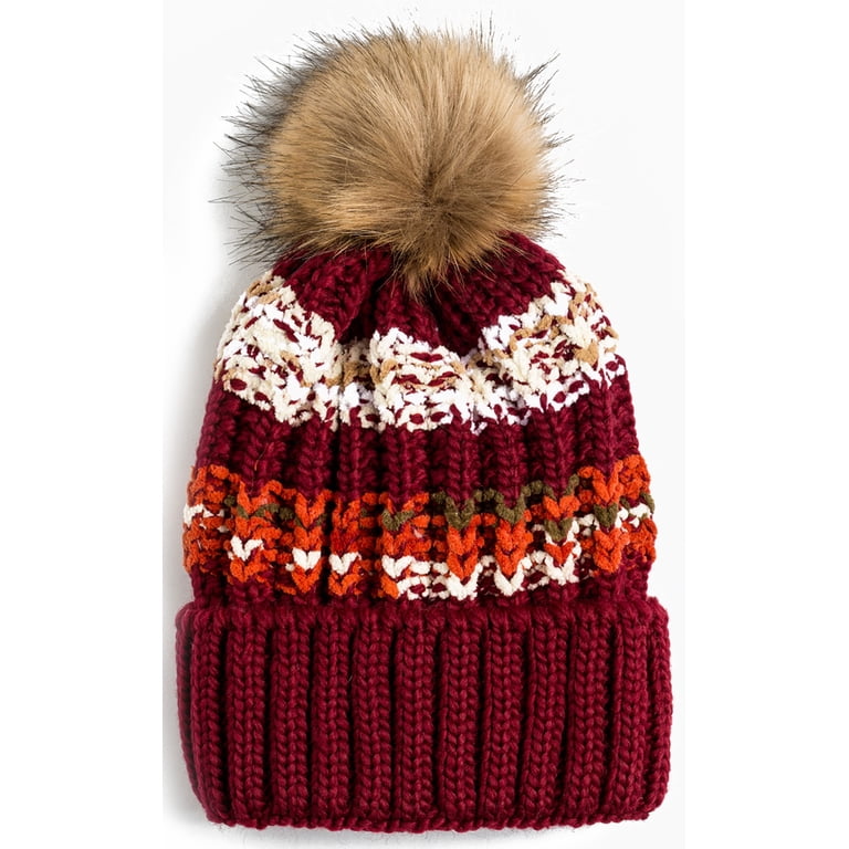 Stylish Multicolor Fur Pom-Pom Hat Amazon.com: Funky Junque Double Faux Fur Pom Pom Baby Knit  main image 4